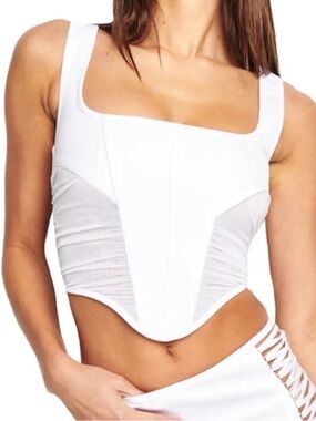 I.AM.GIA White Structured Corset Crop Top